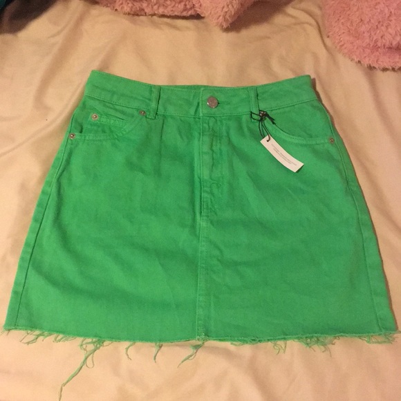 lime green jean skirt